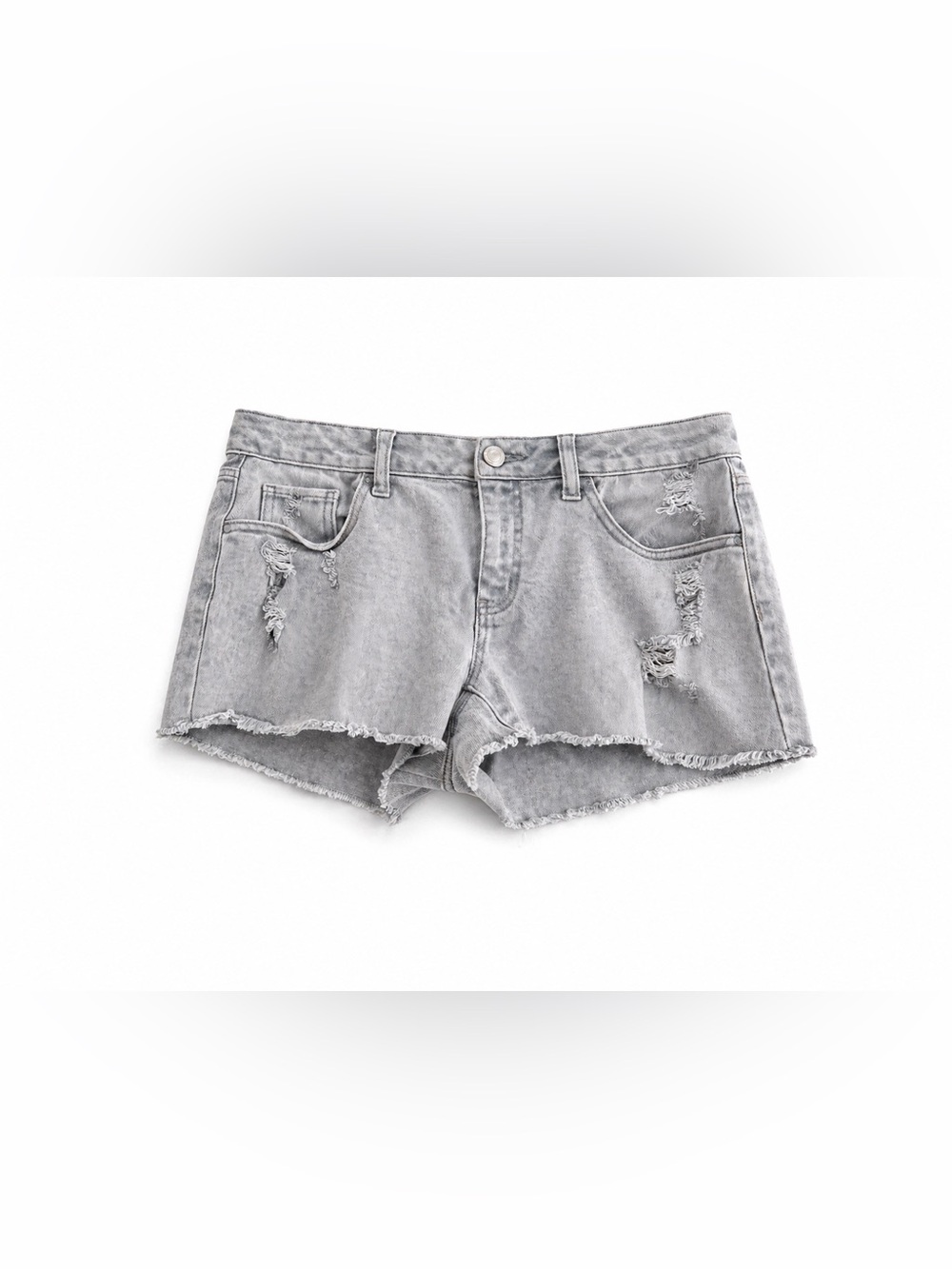 SO Distressed High-Rise Light Grey Denim Shorts